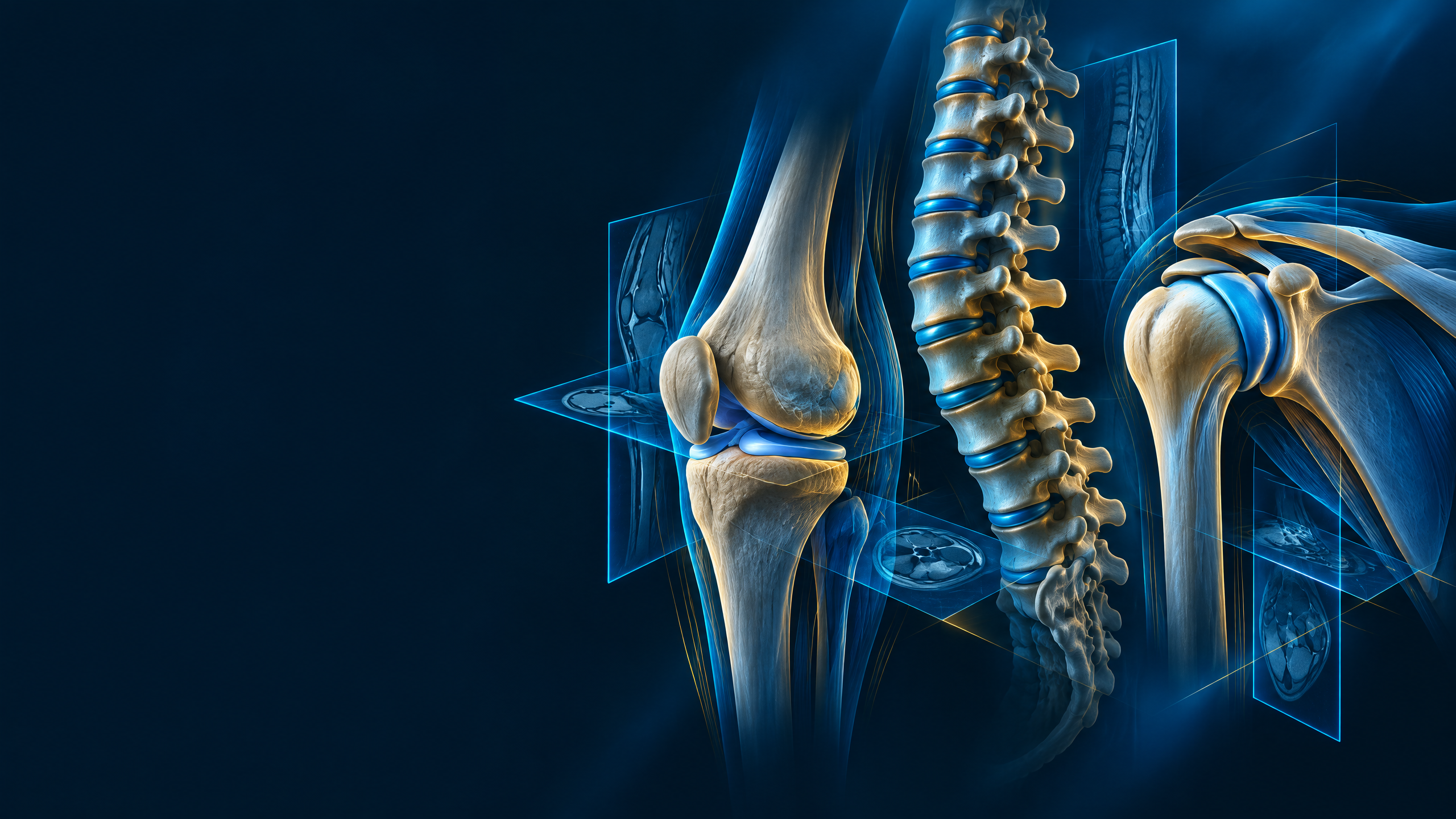 Capa educacional de RM do joelho sem contraste — meniscos e ligamentos